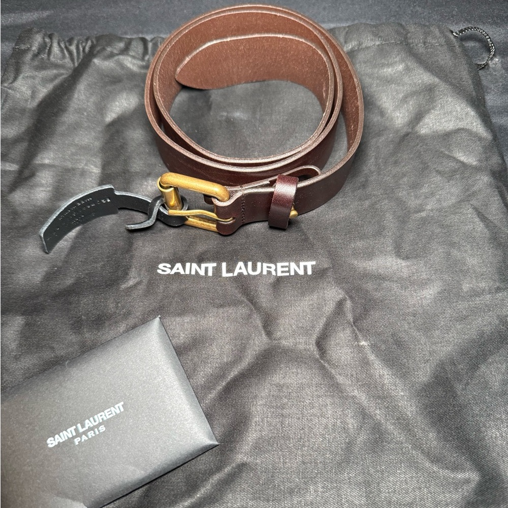 Yves Saint Laurent brown oak belt
